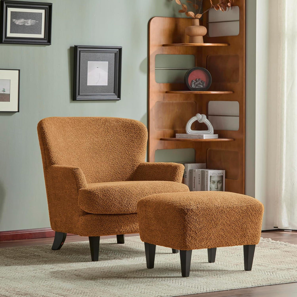 Christopher Knight Home Winnie Boucle Upholstered Wingback Accent Chair and O...