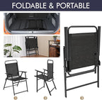 Yaheetech Outdoor Folding Patio Chairs Set of 4, Portable Outdoor Folding Chairs for Outside, Lawn, Garden and Porch with Metal Frame, Armrests, Stackable, Foldable and Portable Design, Black