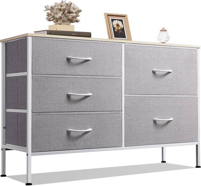 WLIVE Dresser for Bedroom with 5 Drawers, Wide Bedroom Dressers with Drawer O...