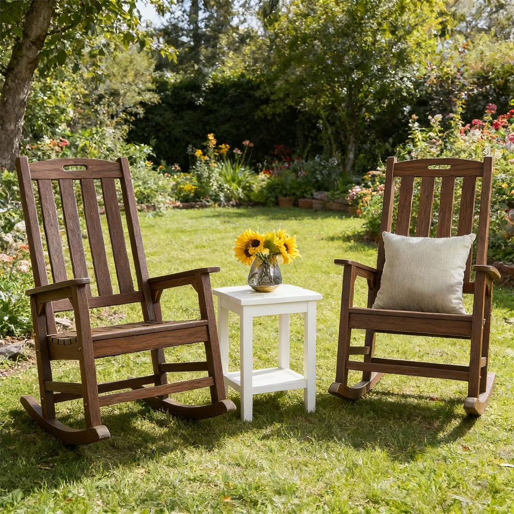 Psilvam Oversized Outdoor Rocking Chair, HDPE Porch Rocker (Dark Brown) | Hig...
