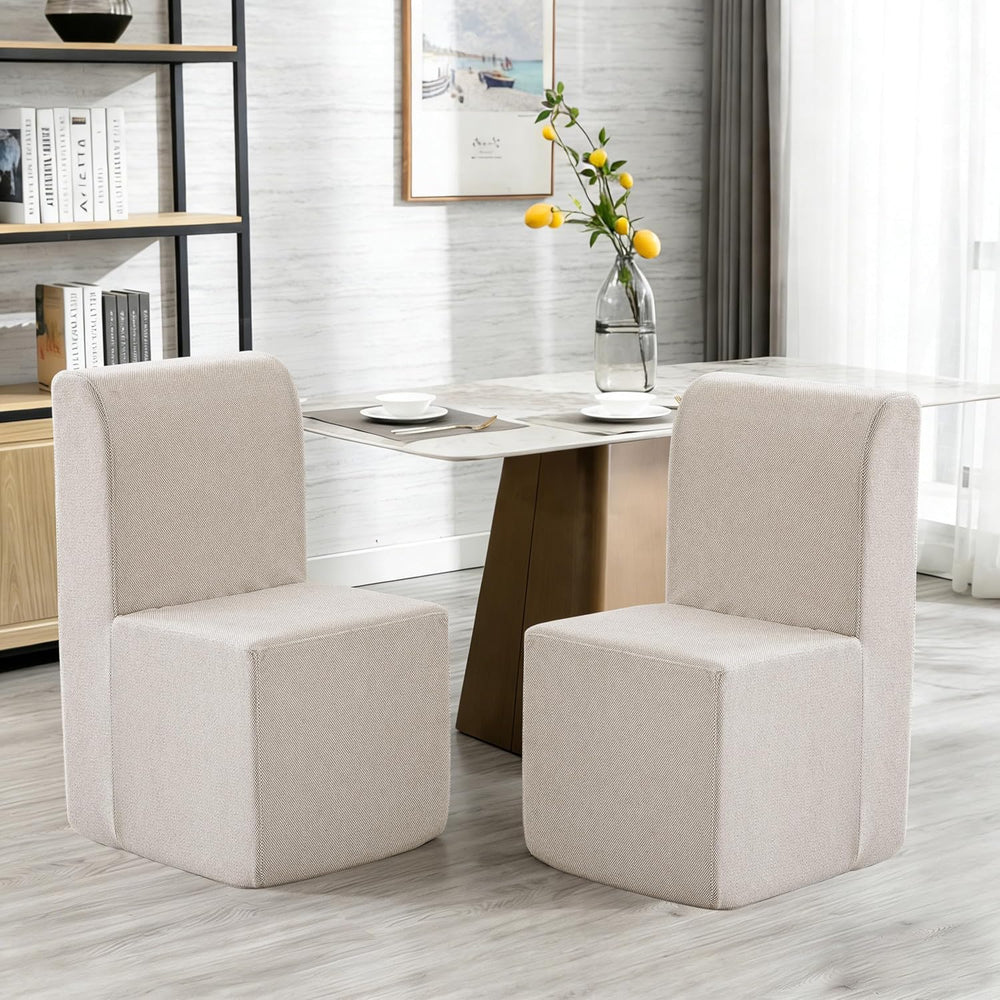 Upholstered Dining Chairs Set of 2, Modern Linen Fabric Dining Room Chairs wi...