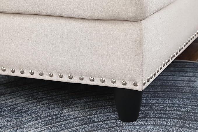Evan Sectional Sofa or Couch with Ottoman for Living Room, Apartment, Bedroom, Office