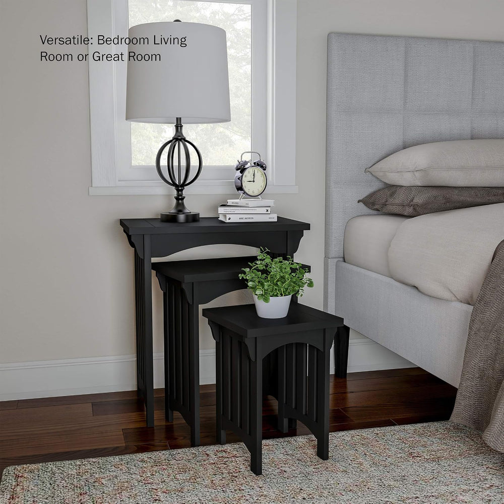 Lavish Home Nesting Tables, Black, Set of 3, 21.5”/15.75”/10.75” | Traditiona...