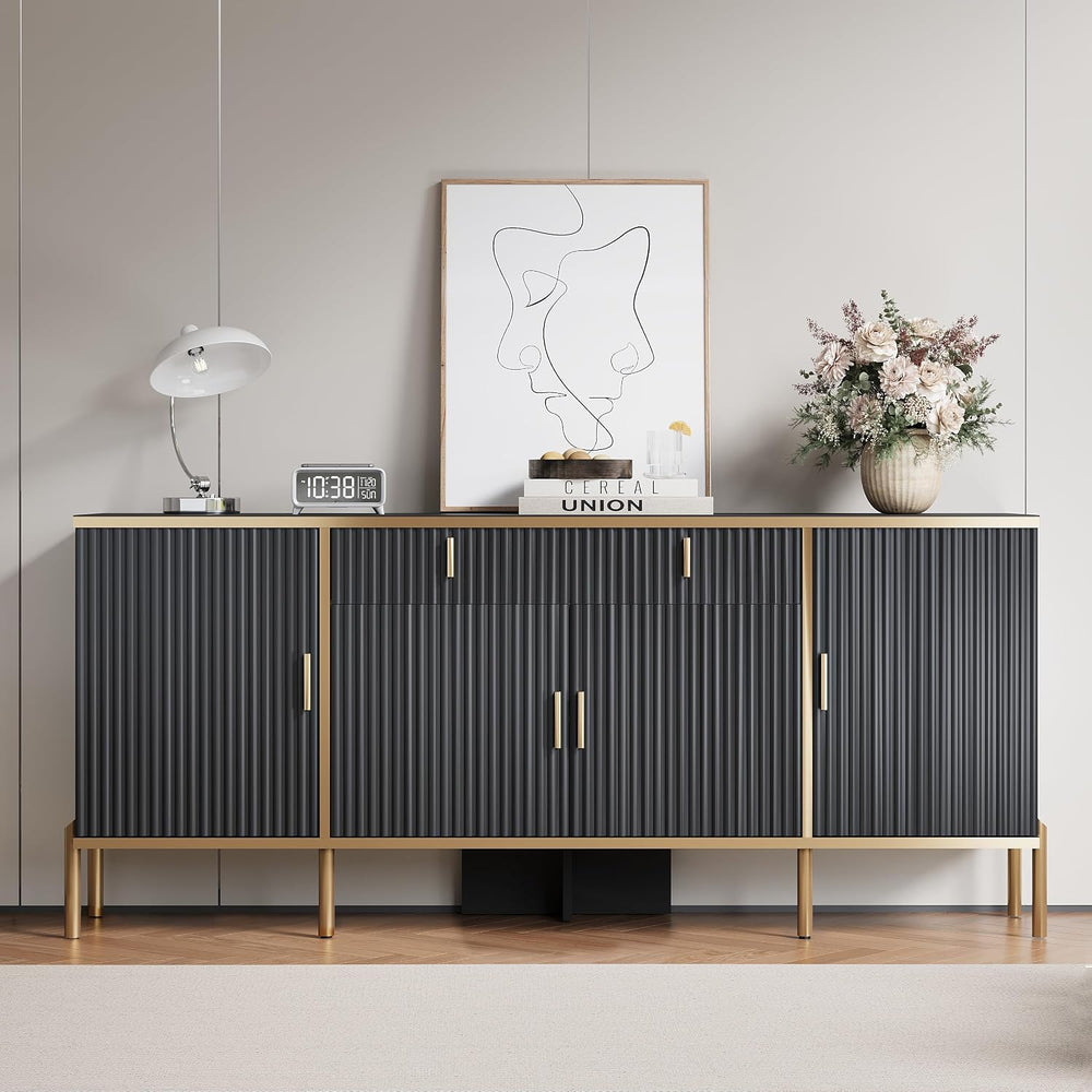 oneinmil 60” Modern Sideboard Buffet Cabinet, Fluted Storage Sideboard with A...