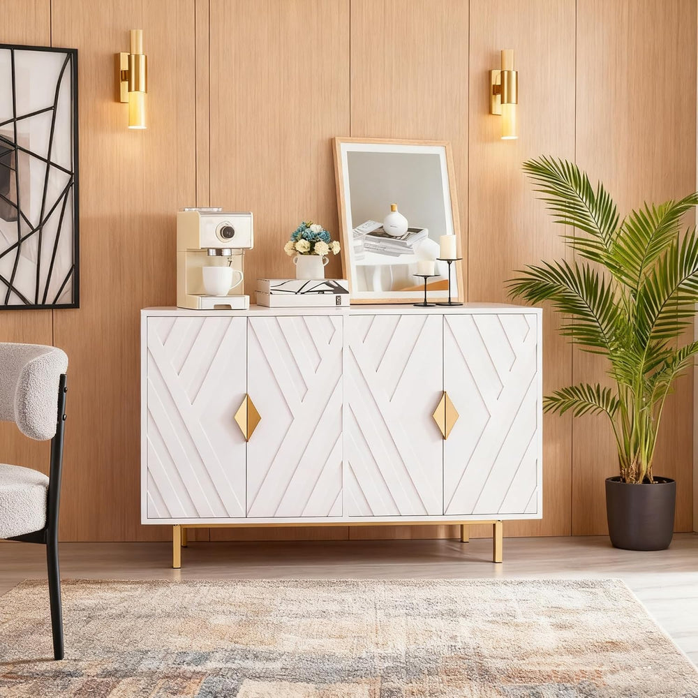 Sideboard Buffet Cabinets with Storage, Accent Storage Cabinets with Fluted D...