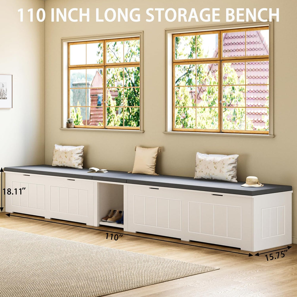 L Shaped Corner Storage Bench with Cushion, Breakfast Nook Bench, Kitchen Ban...
