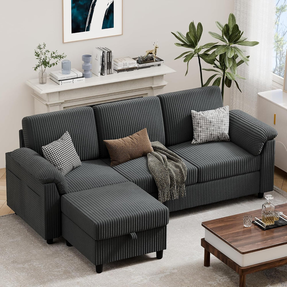Vongrasig 79" Convertible Sectional Couches Sofa with Storage Ottoman, 3...