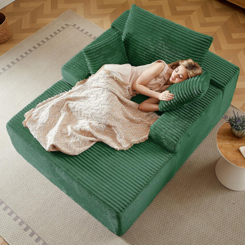 LUCKHAO 50" Oversized Chaise Lounge Chair Indoor,Corduroy Reading Chair ...