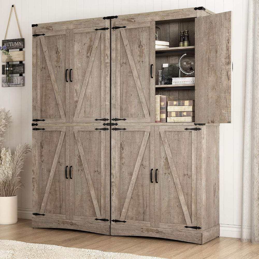 71" Tall Kitchen Pantry,Farmhouse Storage Cabinet with Adjustable Shelve...