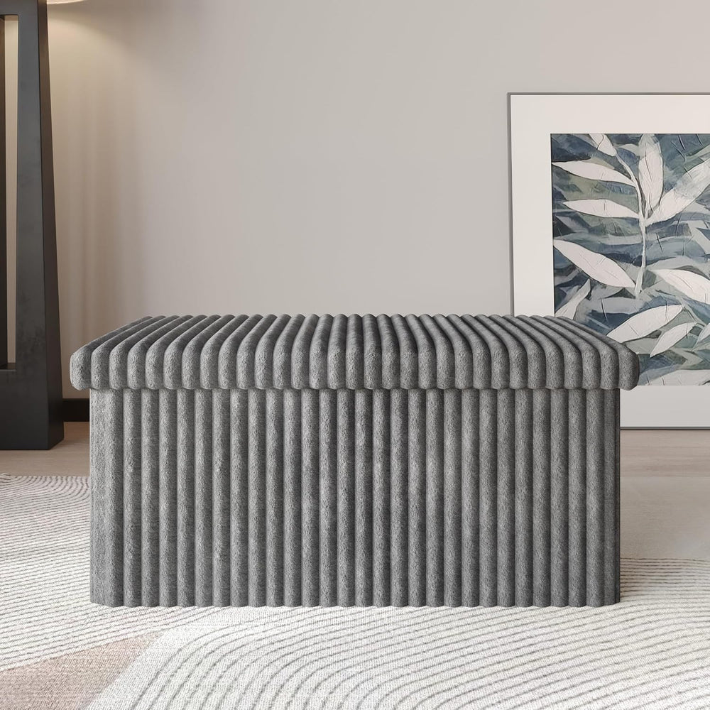 HOME DESIGN Florence 30" Upholstered Folding Storage Bench, Tufted Top, ...