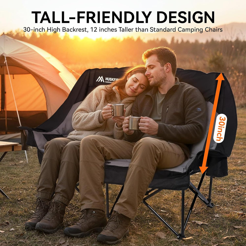 Huskfirm High Back Double Camping Chair 2 Person Camping Chair Low Seat Loves...