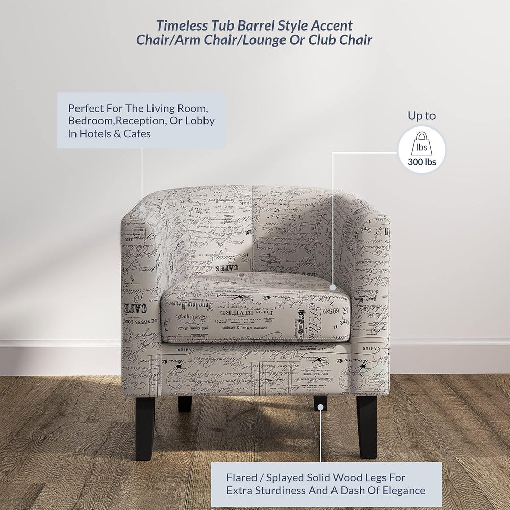 BELLEZE Accent Barrel Chair, Linen Round Chair Club Tub Sofa Corner Chair wit...