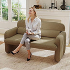 Furnimart Modern Loveseat Sofa, 54" 2-Seater Boucle Sofa, Comfy Upholstered Minimalist Couch, Small Couches for Small Spaces, Apartment, Office, Living Room, Bedroom, Dorm, Chenille Brown
