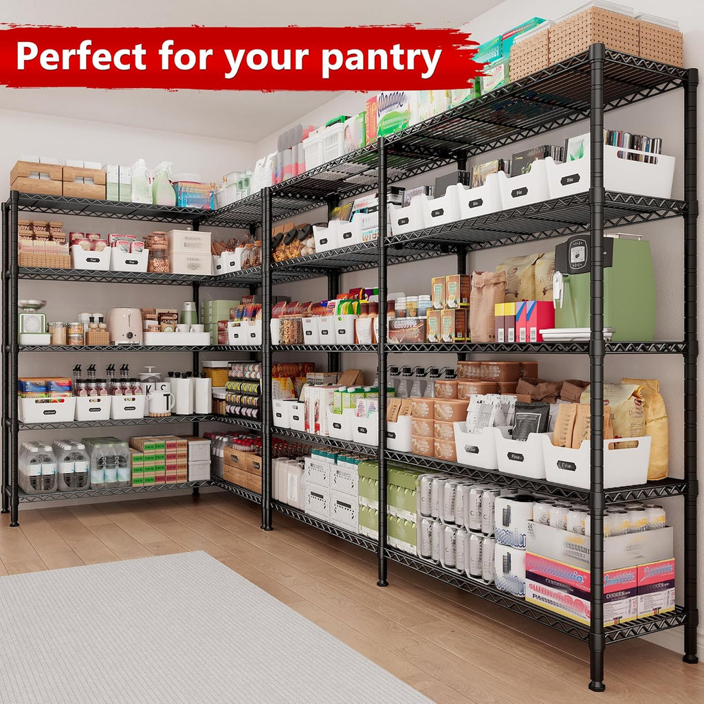 REIBII 70" W Storage Shelves Load 1600LBS,Metal Shelving 5-Tier Wire Shelving Unit Garage Shelving for Storage Adjustable Metal Shelves for Pantry Kitchen Garage Commercial, 70" W*15.8" D*72.4" H