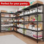 REIBII 70" W Storage Shelves Load 1600LBS,Metal Shelving 5-Tier Wire Shelving Unit Garage Shelving for Storage Adjustable Metal Shelves for Pantry Kitchen Garage Commercial, 70" W*15.8" D*72.4" H