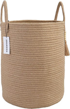 XUANGUO Rope Laundry Basket Laundry Hamper for Clothes Jute | Baby Nursery Hamper Bin and Woven Storage Basket for Living Room Bedroom Boho Tall Rope Baskets Blankets Toys Pillows Towels