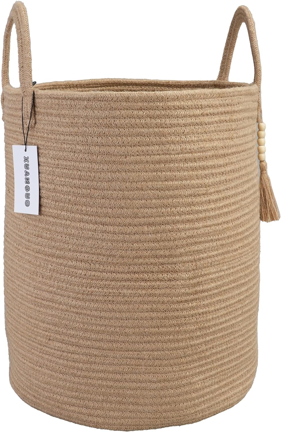XUANGUO Rope Laundry Basket Laundry Hamper for Clothes Jute | Baby Nursery Hamper Bin and Woven Storage Basket for Living Room Bedroom Boho Tall Rope Baskets Blankets Toys Pillows Towels