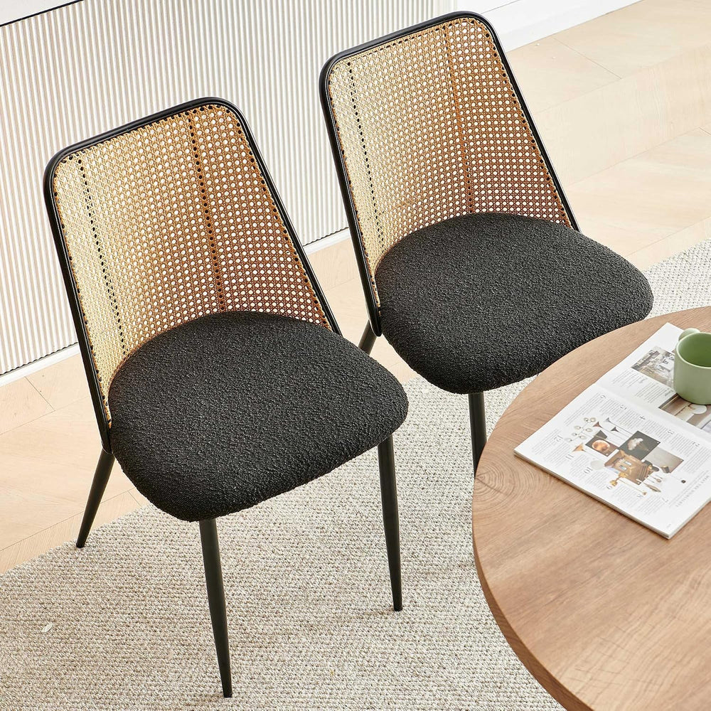 NORDICANA Rattan Dining Chairs Set of 2, Mid Century Kitchen Dining Room Side...