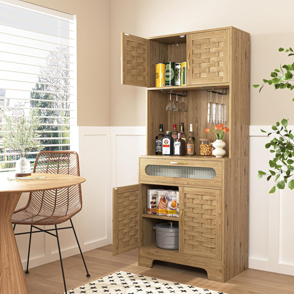 67'' Tall Pantry Buffet Cabinet Freestanding Hutch Cupboard for Home,...