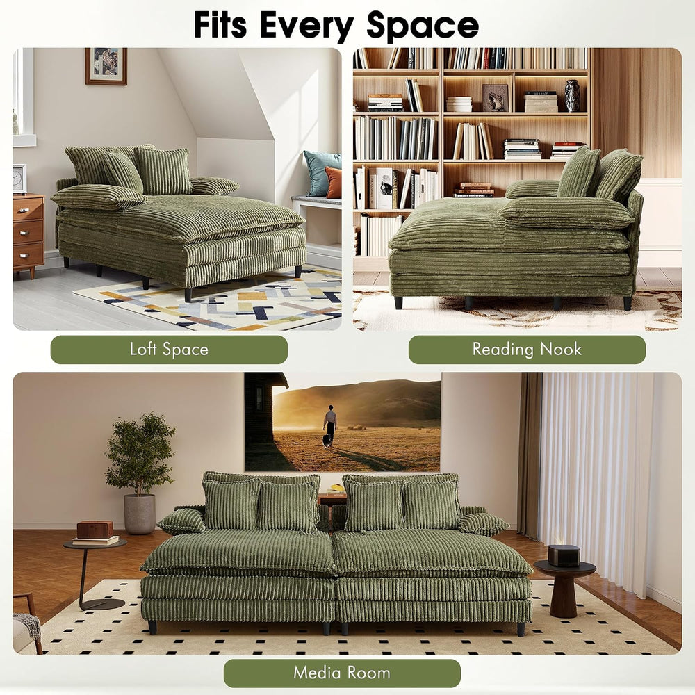 WESTSETLUX 54.8" W Oversized Chaise Lounge Chair Indoor with 5-Position ...