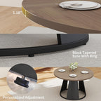 HIPIHOM 47.2” Round Dining Table Set for 4 Modern Wood Table with 4 Upholstered Leather Chairs, Metal Pedestal Base, Space-Saving Kitchen & Dining Furniture for Small Apartments and Compact Spaces