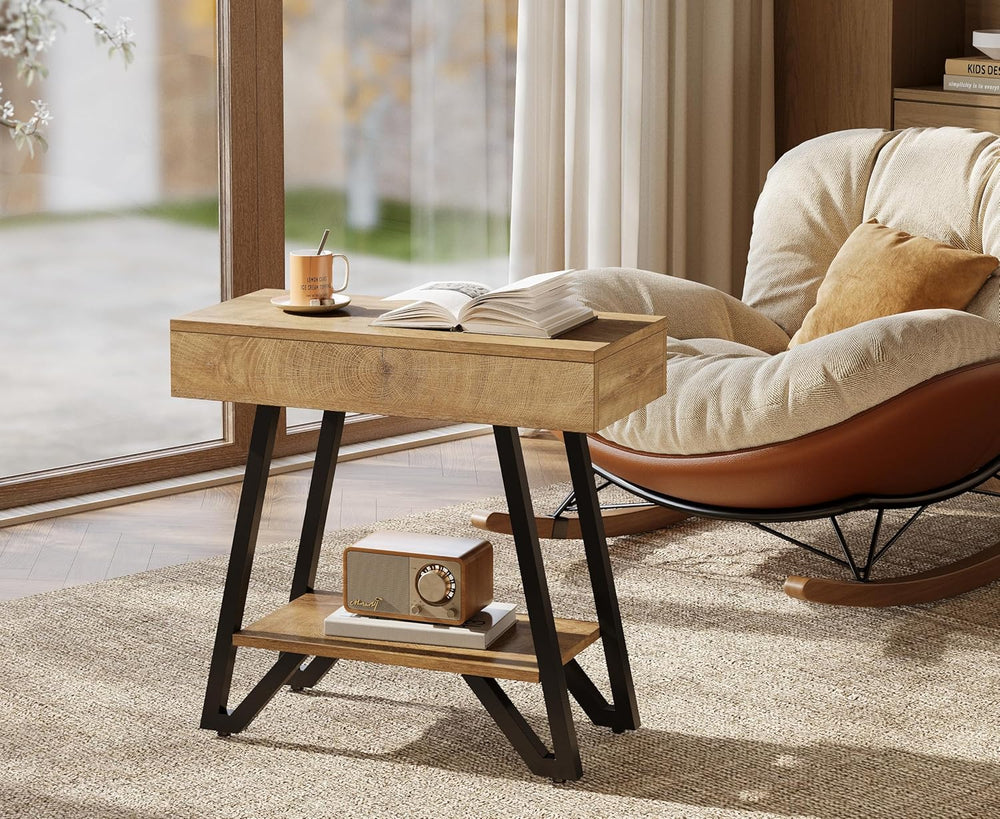 Tribesigns Metal End Side Table for Living Room, 2-Tier Narrow Couch Side Tab...