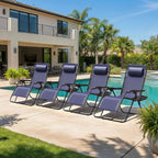 Homall Zero Gravity Chair Patio Folding Lawn Outdoor Lounge Gravity Camp Reclining Lounge Chair with Cup Holder Pillows for Poolside Backyard and Beach Set of 4 (Blue)