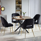 NORDICANA Modern Dining Chair Set of 4, Black Velvet Fabric Upholstered Accent Chairs with Golden Metal Legs, Round Back Side Chairs for Kitchen Living Room Bedroom