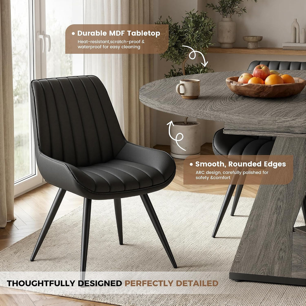 Miereirl Extendable Dining Table Set for 4-6, 47.24"-63" Round to O...