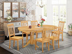 East West Furniture VAAN7-OAK-W 7 Piece Kitchen Table & Chairs Set Consist of an Oval Dining Room Table with Butterfly Leaf and 6 Solid Wood Seat Chairs, 40x76 Inch, Oak