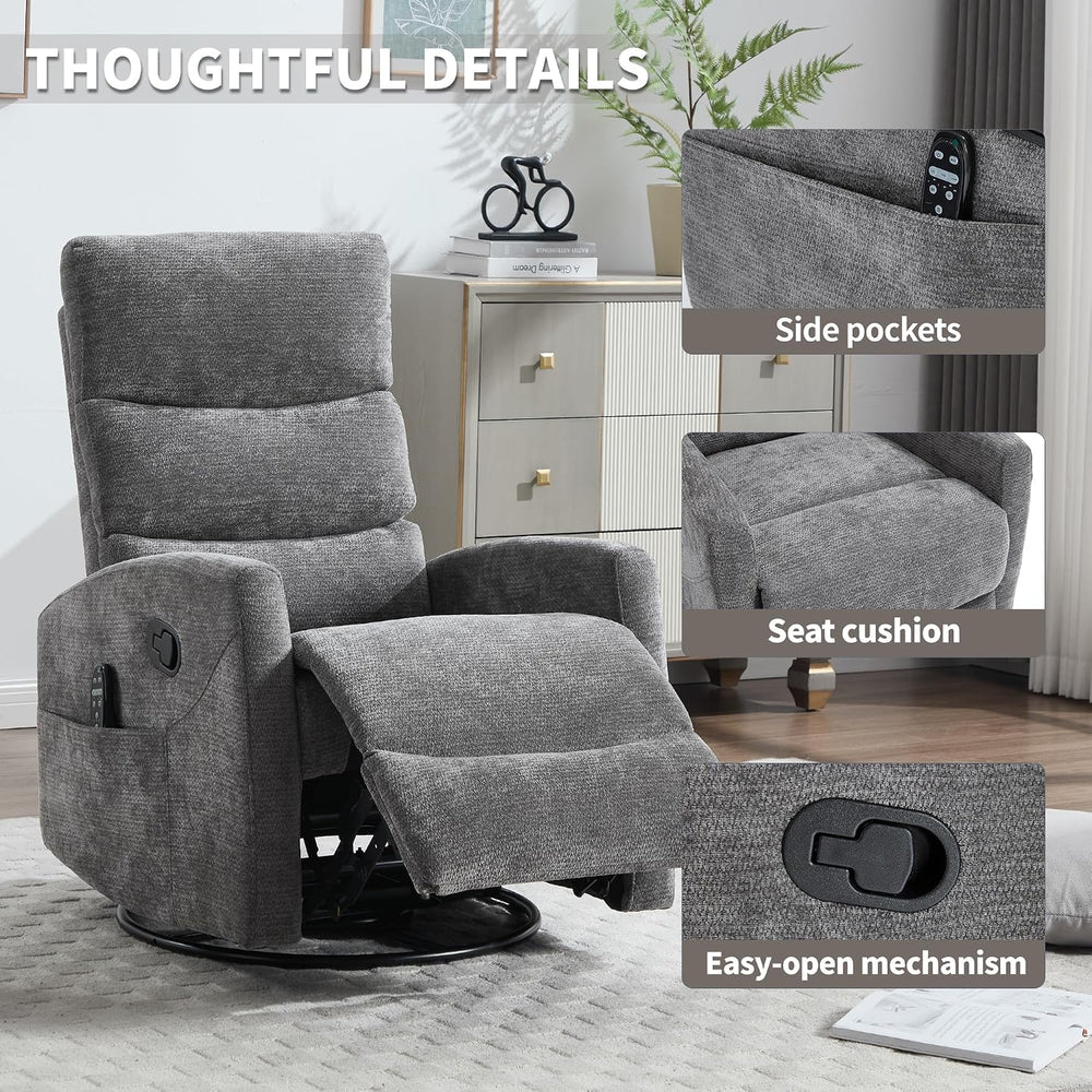 Manual Swivel Rocker Recliner Chair for Adults, Overstuffed Reclining Glider ...