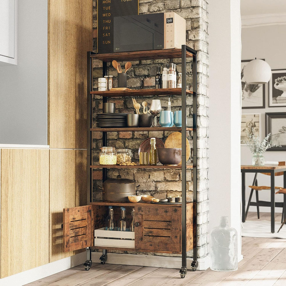 IRONCK Bookcase with Doors and Open Shelves for Home Office and Living Room