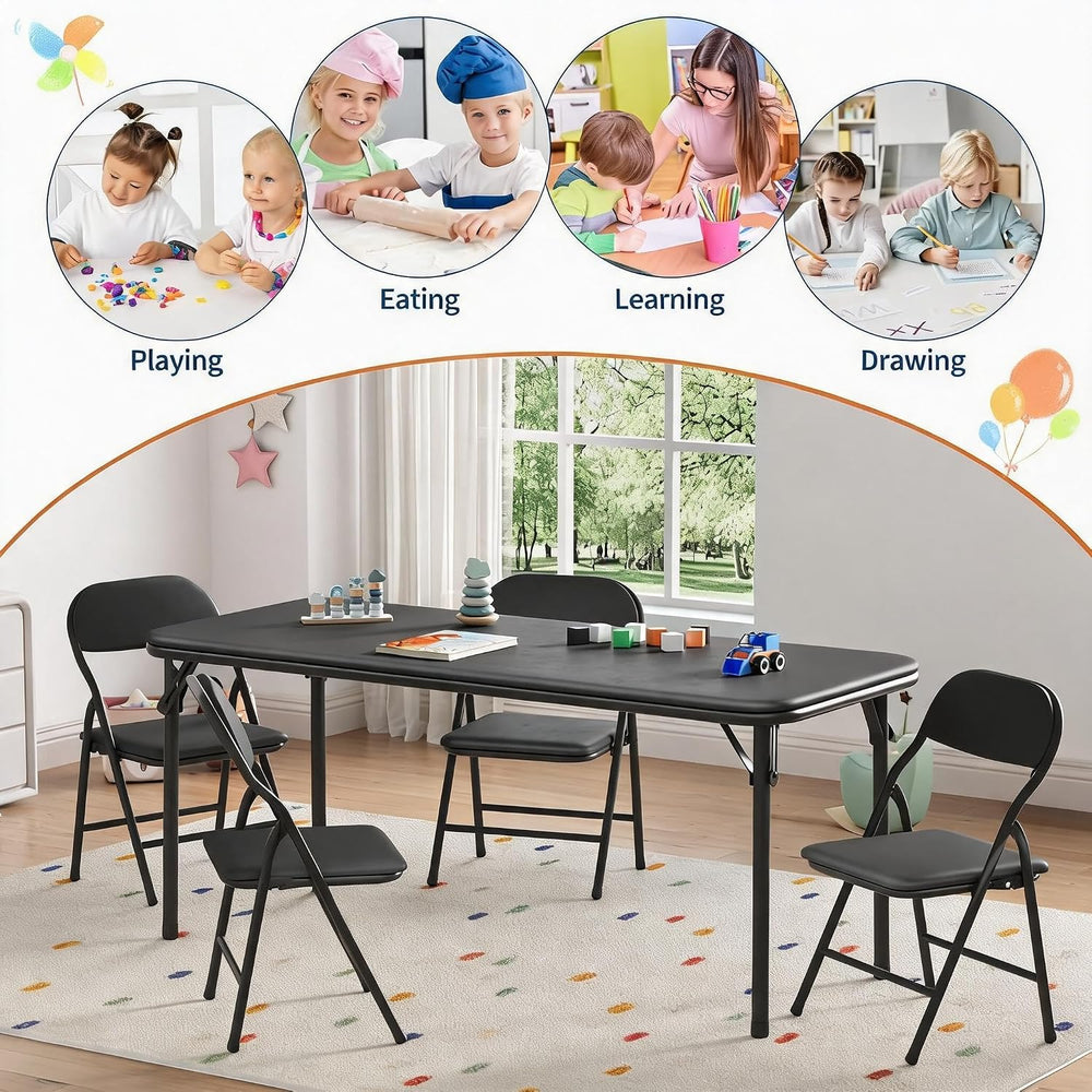 Garvee 5-Piece Folding Table and Chairs for Boys and Girls
