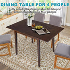 29"- 45" Extendable Dining Table for 2-4, Folding Square Dinner Table Small Kitchen Dining Room Tables with Wood Legs for Small Space, Kitchen, Living Room, Dark Brown