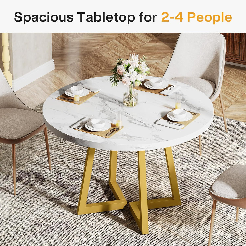 Tribesigns Round Dining Table for 2, 31.5" Modern Kitchen Table with Met...