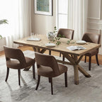 VKNOW Modern Dining Chairs Set of 6, Faux Leather Upholstered Dining Room Chair Kitchen Chairs, Farmhouse Dinner Chair for Kitchen Dining Room, Dark Brown