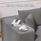 Cloud Sectional Couch, 104”L-Shape Oversized Sofa with Left Chaise Lounge, Modular Sleeper Couch with Pillows & Deep Seat, Rain Drop Velvet Fabric Compressed Sofa for Living Room, Light Gray