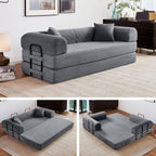 79" Convertible Sofa Bed, Boneless Sleeper Futon Couch for Living Room | 5-in-1 Sleeper Sofa, Boneless Pull Out Couches with Soft Corduroy, No Assembly Required, Apartment Friendly, Dark Grey