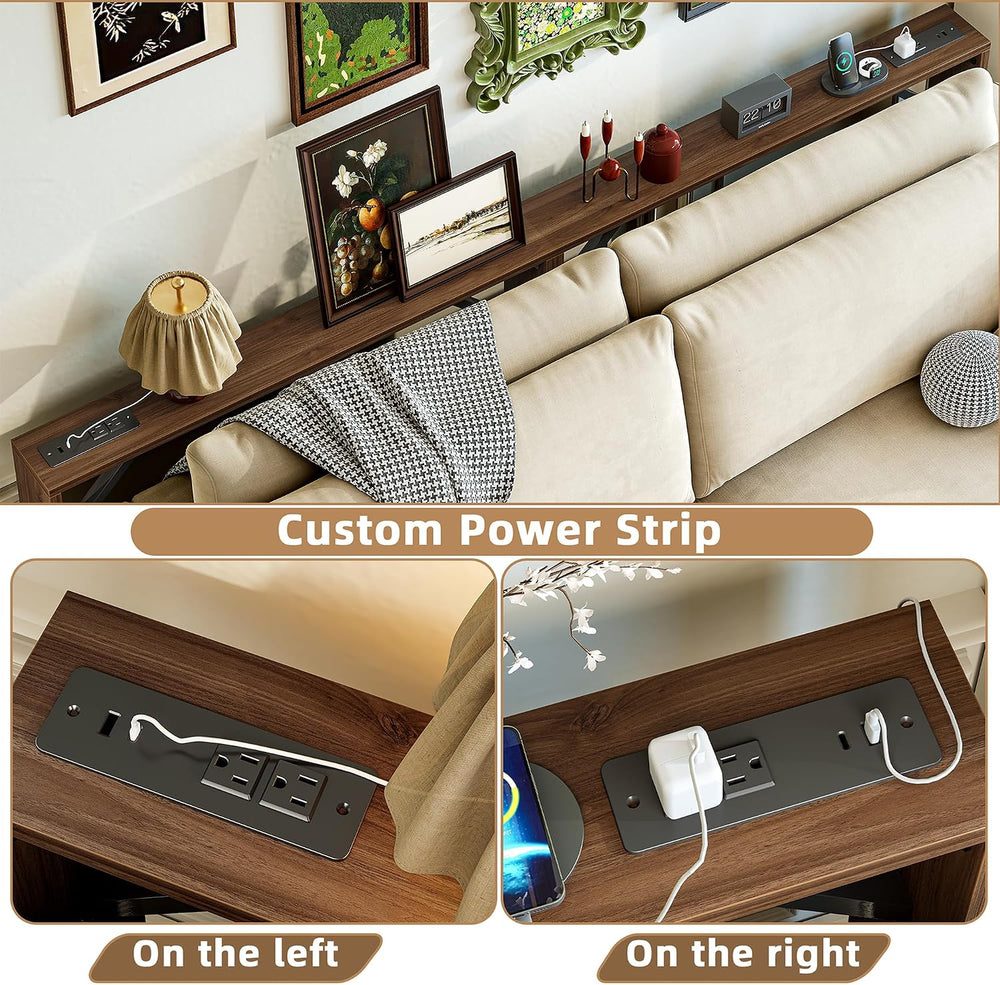 TIQLAB 5.9 Inch Narrow Console Table with Power Outlet,Sofa Table, Total Leng...