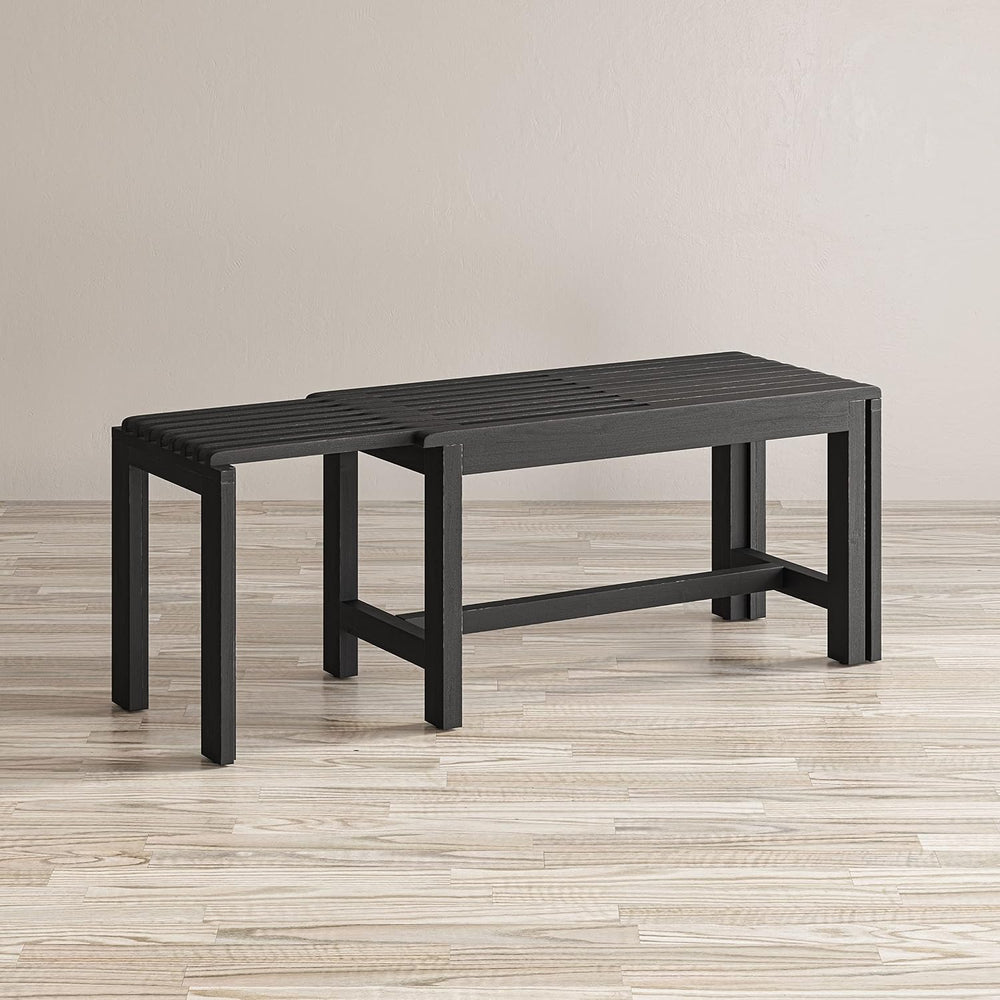 Jofran Global Archive Bradford Extendable Solid Mango Wood Bench, Mid-Century...