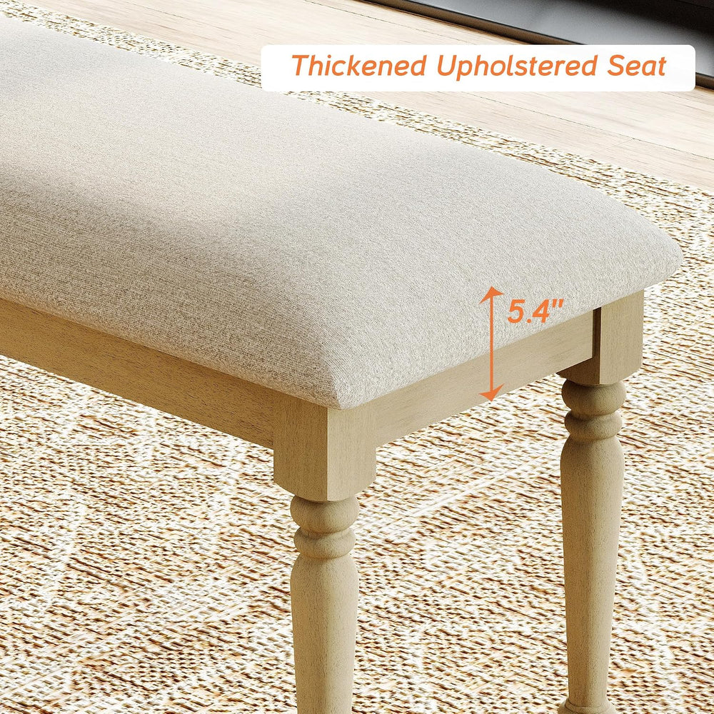 WAMPAT Farmhouse Dining Bench with Solid Wood Legs for Dining Room, Oak | Kit...