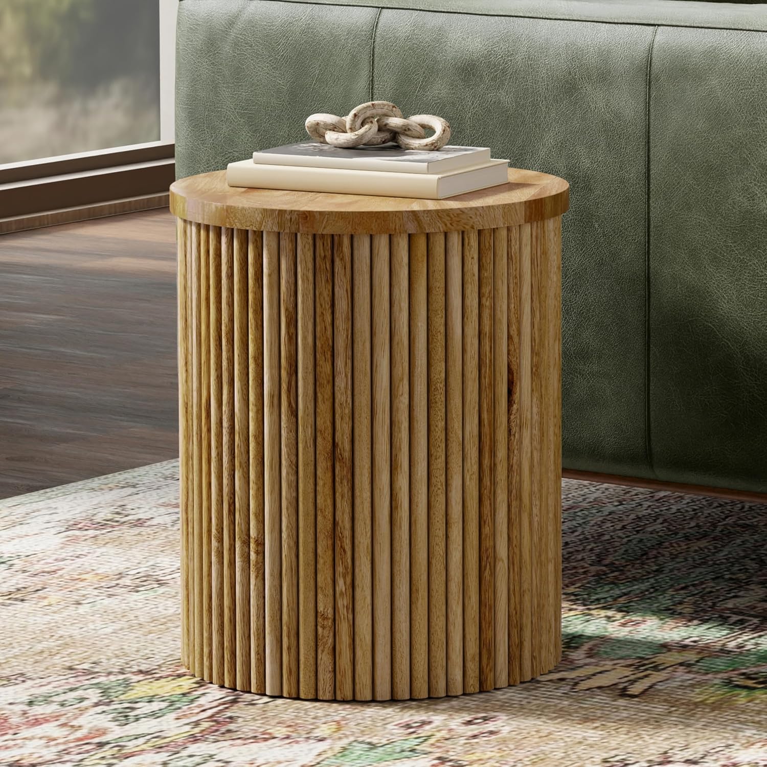 SIMPLIHOME Draper 22" Wide Solid Wood Rectangular End Table in Auburn Brown | Industrial accent table with a slatted base, assembled; natural mango wood nightstand, lamp stand, or side table.