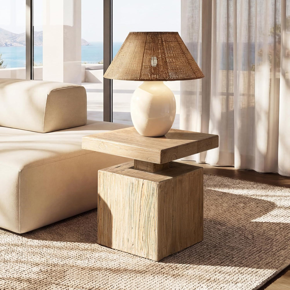 Jennifer Taylor Home Calder 18" Solid Square Reclaimed Elm Block Plinth ...
