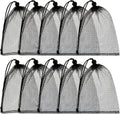 TecUnite 10 Pcs Mesh Bags Drawstring Laundry Bags Large Nylon Mesh Gift Dishwasher Bag with Sliding Drawstring for Kitchen Jewelry Gifts Wedding Favor Home(5.5 x 7.5 Inch,Black)