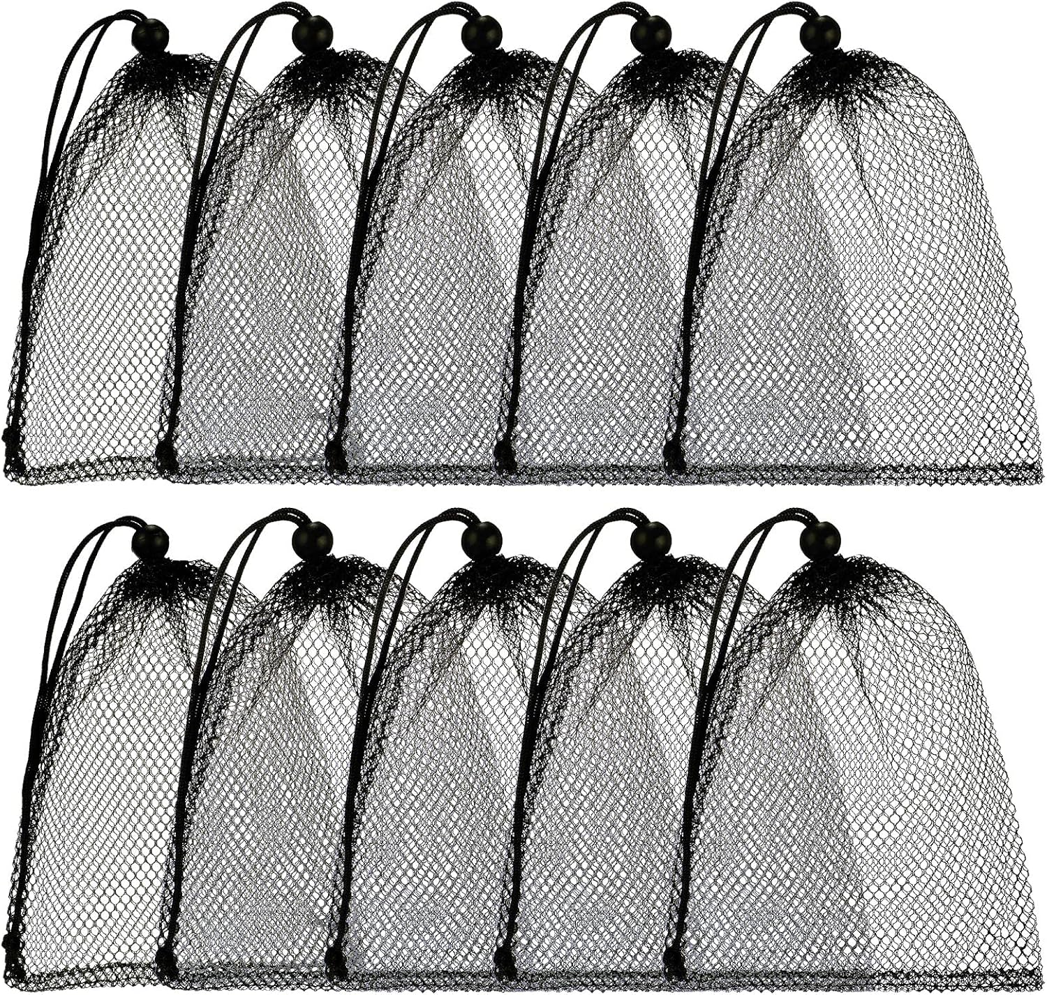 TecUnite 10 Pcs Mesh Bags Drawstring Laundry Bags Large Nylon Mesh Gift Dishwasher Bag with Sliding Drawstring for Kitchen Jewelry Gifts Wedding Favor Home(5.5 x 7.5 Inch,Black)