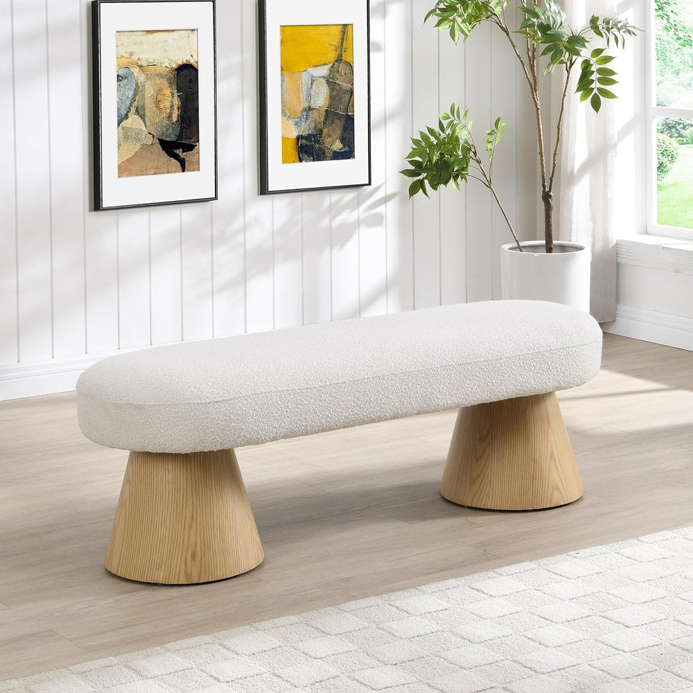 Christopher Knight Home Manila 49" Oval Dining Bench, Boucle Ottoman Ben...