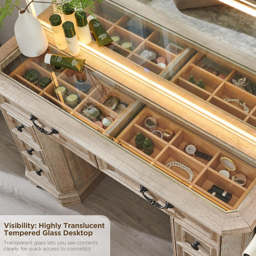 T4TREAM 48" Farmhouse Vanity Desk with Mirror and Lights,Makeup Vanity |...
