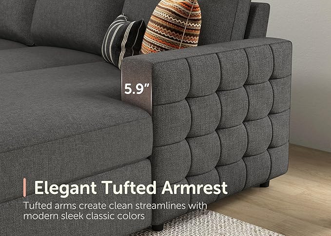 HONBAY Sectional Sleeper Sofa with Pull Out Bed U-Shape Sectional Couch Sleeper Bed with Storage Chaise 6 Seater Sleeper Sectional Sofa, Light Grey