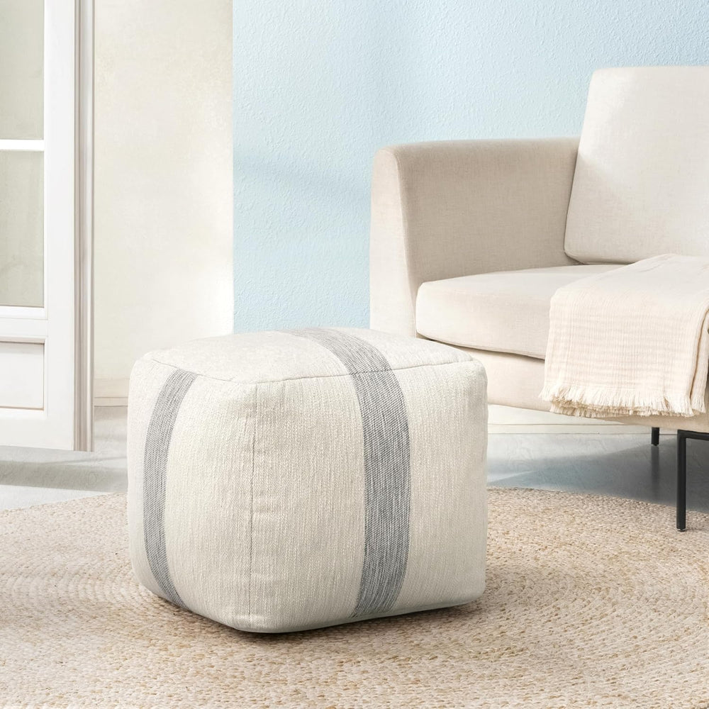 Anji Mountain Artisan Crafted Cotton Blend Pouf Ottoman | Versatile Floor Sea...