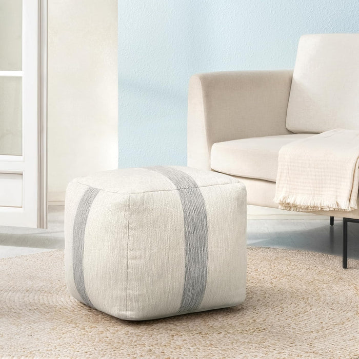 Anji Mountain Artisan Crafted Cotton Blend Pouf Ottoman | Versatile Floor Seating & Footstool for Living Room | Modern Boho Home Décor Accent | Filled Pouffe | Soft & Fluffy Ottoman Pouf, Lightweight, Decorative Floor Pouf Seating for Bedroom & Home